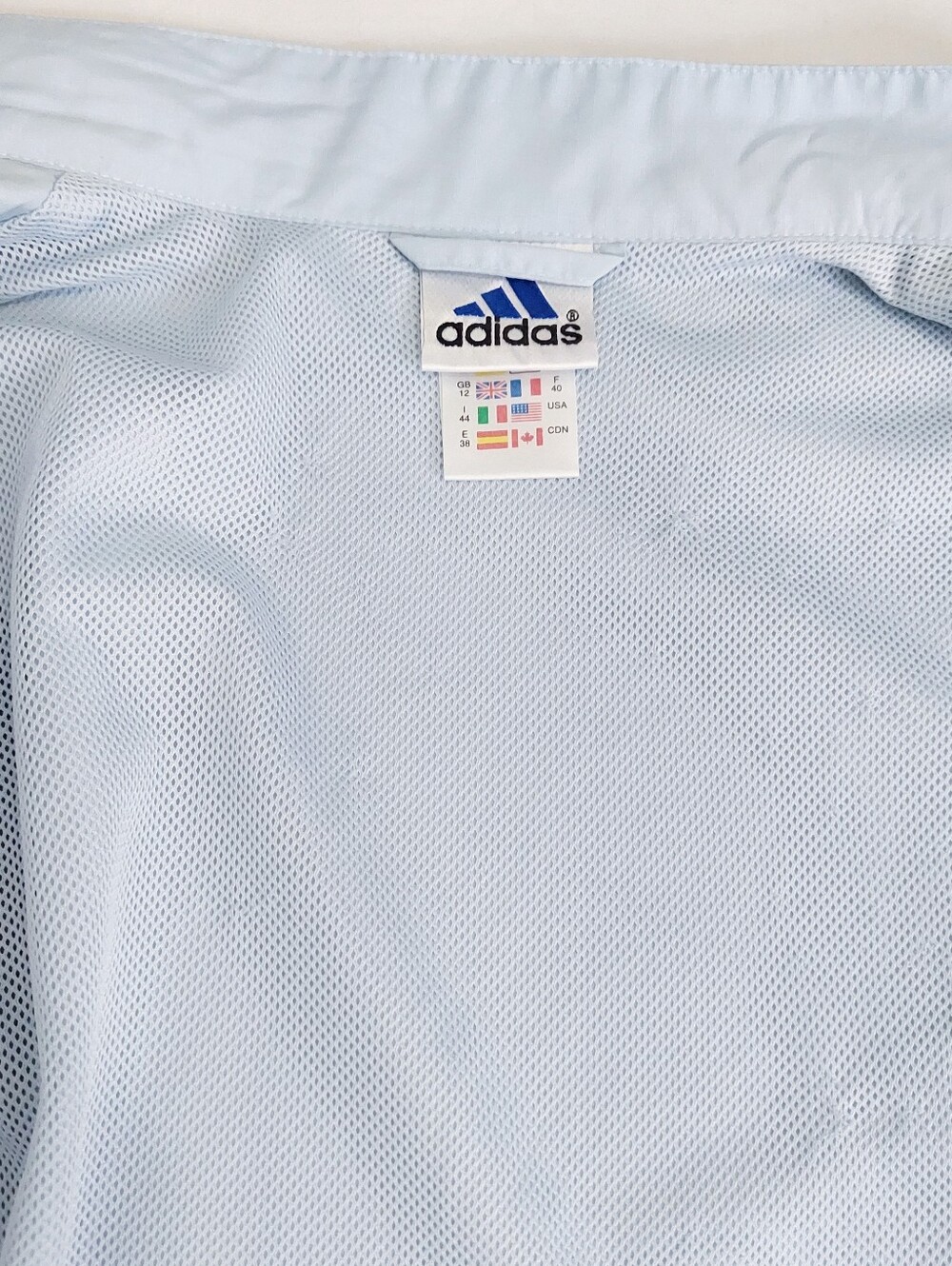 adidas Womens Track Jacket Full Zip Light Blue Windbreaker Y2K Athletic Size M - Picture 10 of 16
